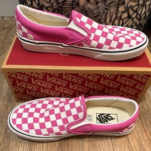 CLASSIC SLIP-ON CHECKERBOARD SHOE PINK AND WHITE ax 9